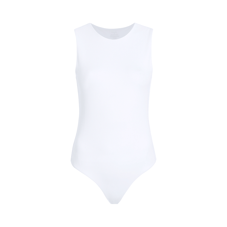 Women's Ribbed Crew Tank Bodysuit | White