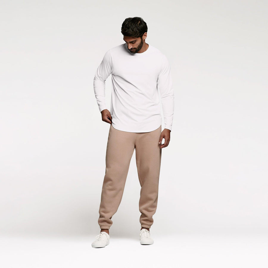 Men's Long Sleeve Curved Hem T-Shirt | White