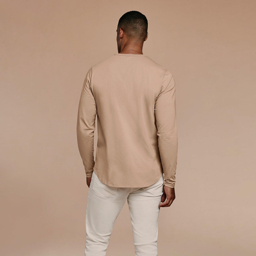Men's Long Sleeve Curved Hem T-Shirt | Sand