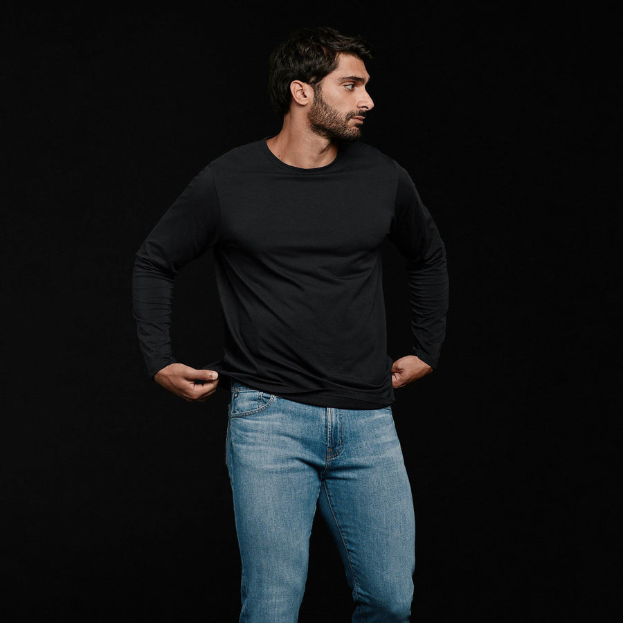 Men's Long Sleeve Curved Hem T-Shirt | Black