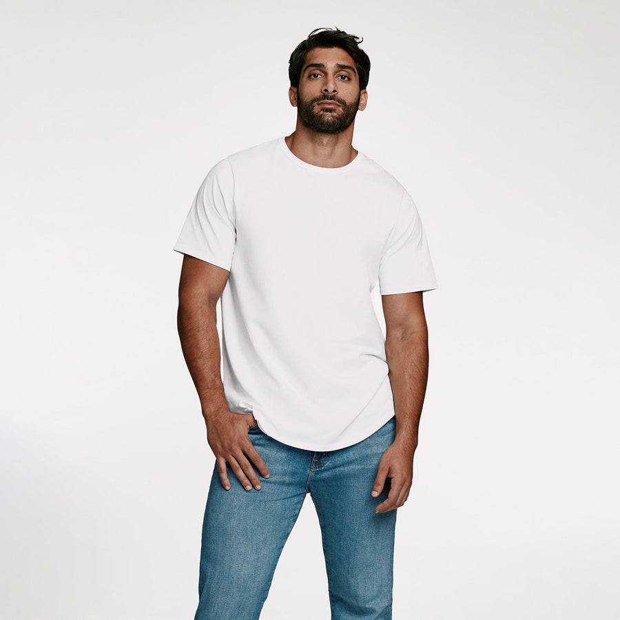 Men's Short Sleeve Curved Hem T-Shirt | White