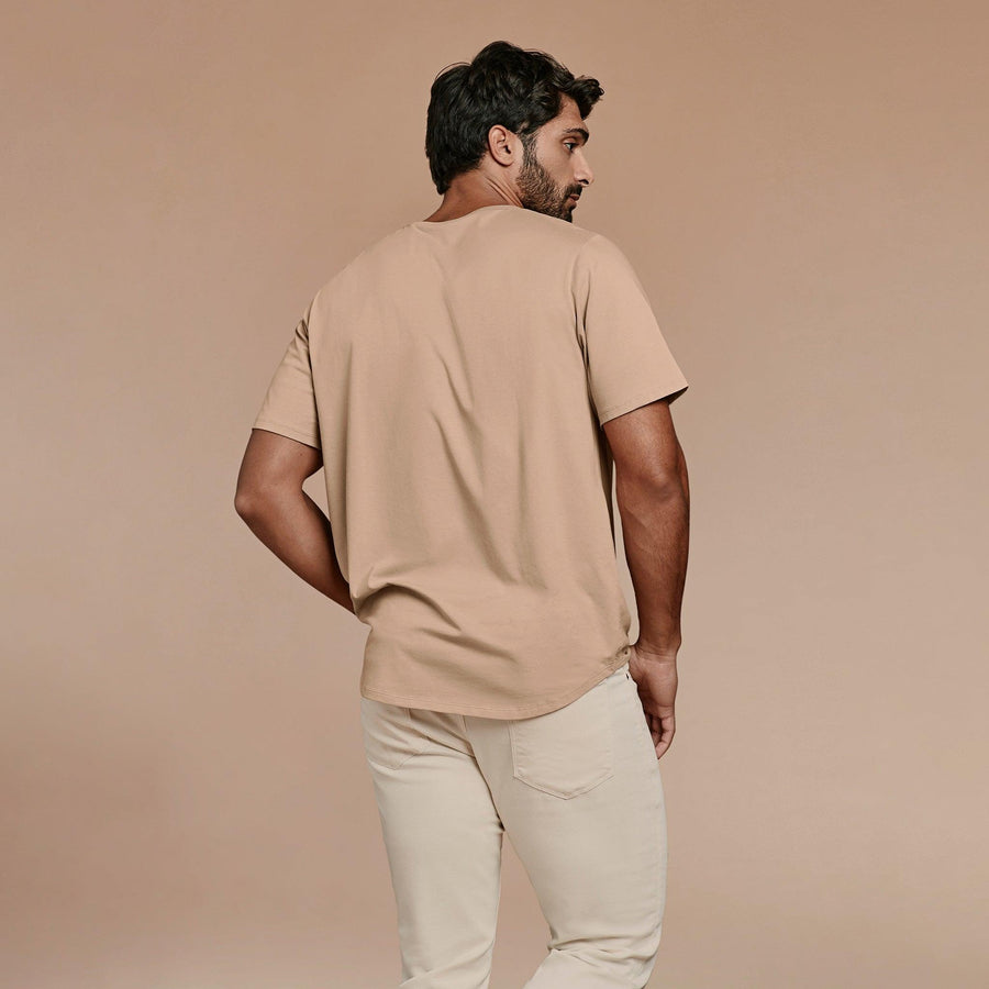 Men's Short Sleeve Curved Hem T-Shirt | Sand