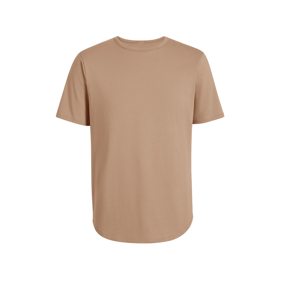 Men's Short Sleeve Curved Hem T-Shirt - Sand - nuuds