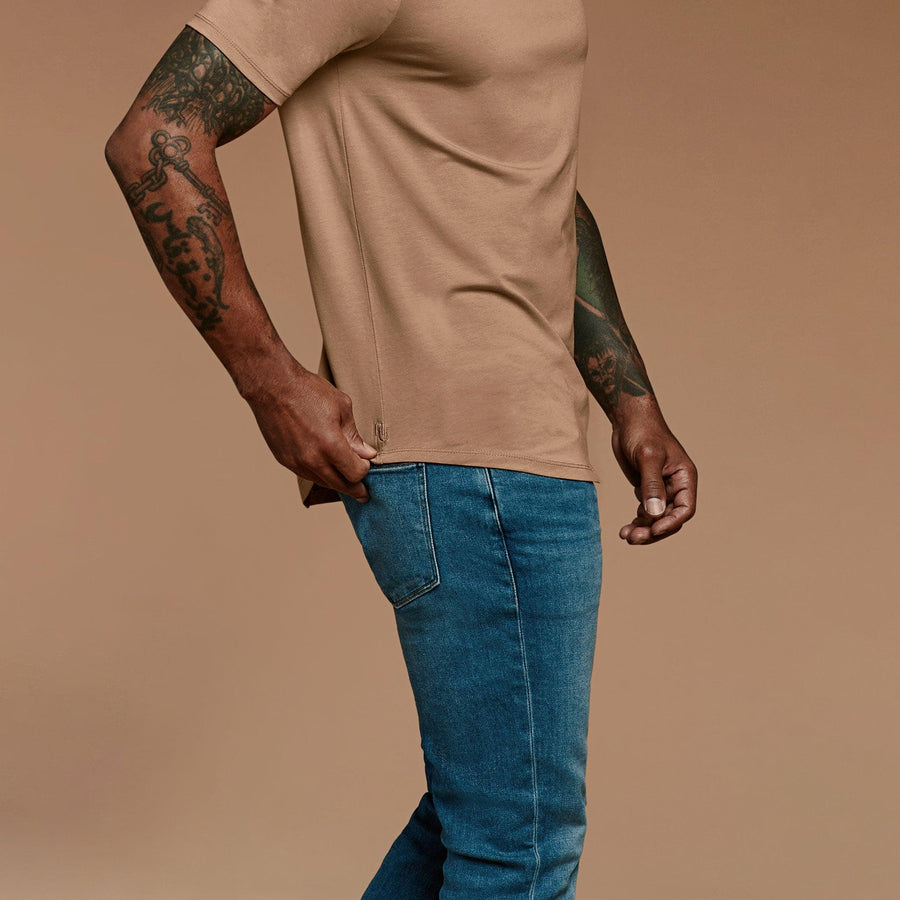 Men's Short Sleeve Curved Hem T-Shirt - Cinnamon - nuuds