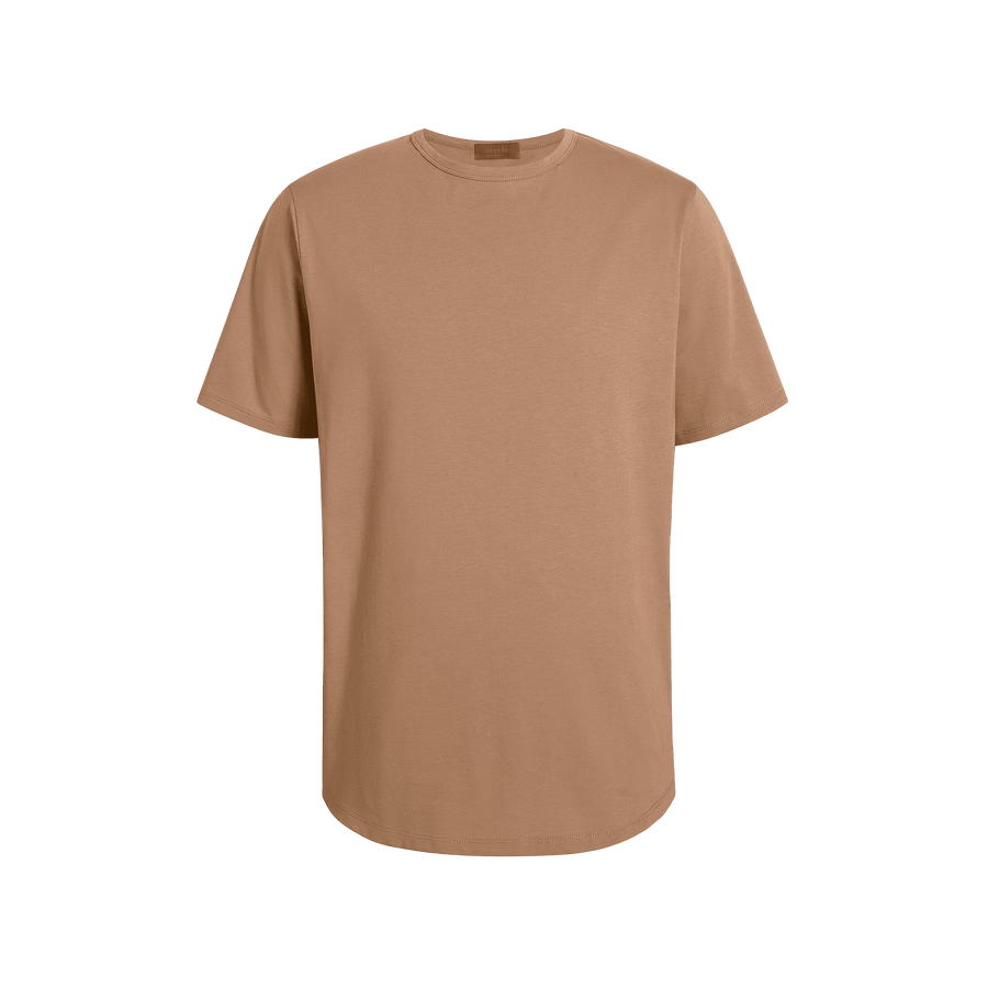 Men's Short Sleeve Curved Hem T-Shirt - Cinnamon - nuuds
