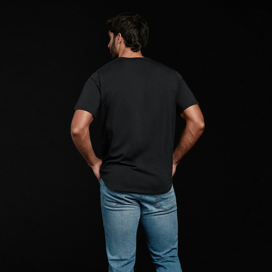 Men's Short Sleeve Curved Hem T-Shirt - Black - nuuds