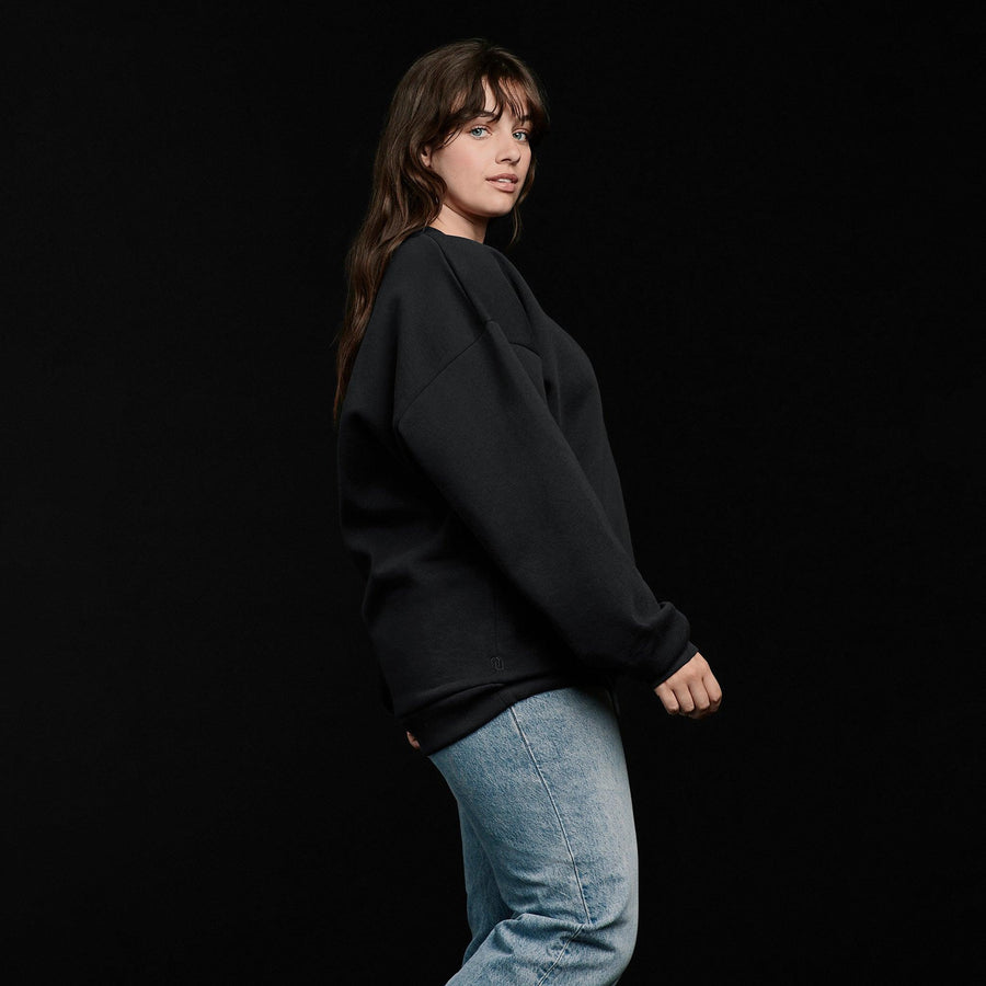 Women's Crewneck Sweatshirt - Black - nuuds