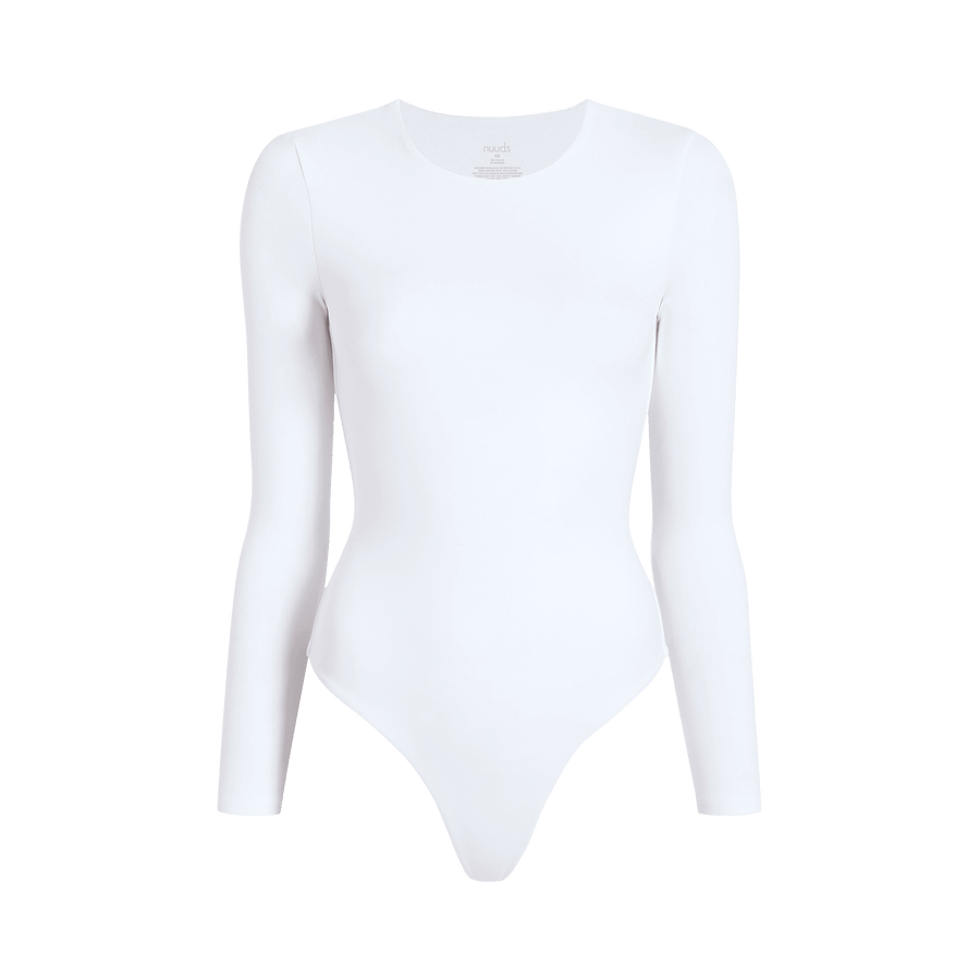 Women's Long Sleeve Crewneck Bodysuit | White