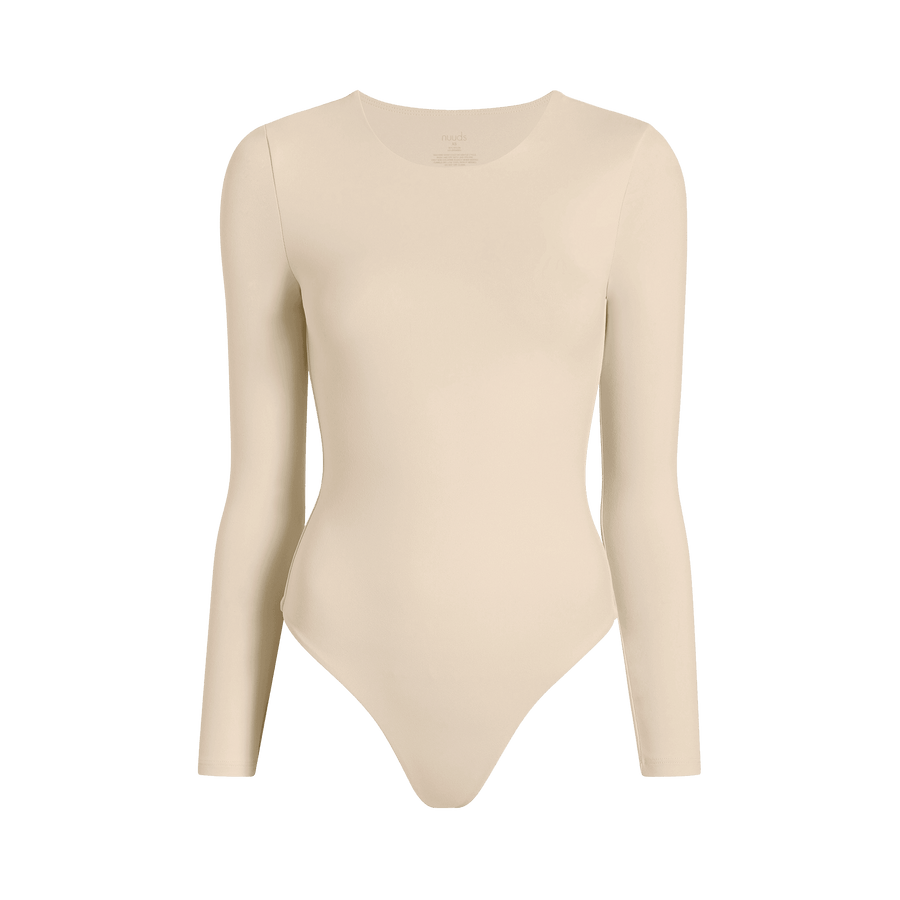 Women's Long Sleeve Crewneck Bodysuit - Bone - nuuds