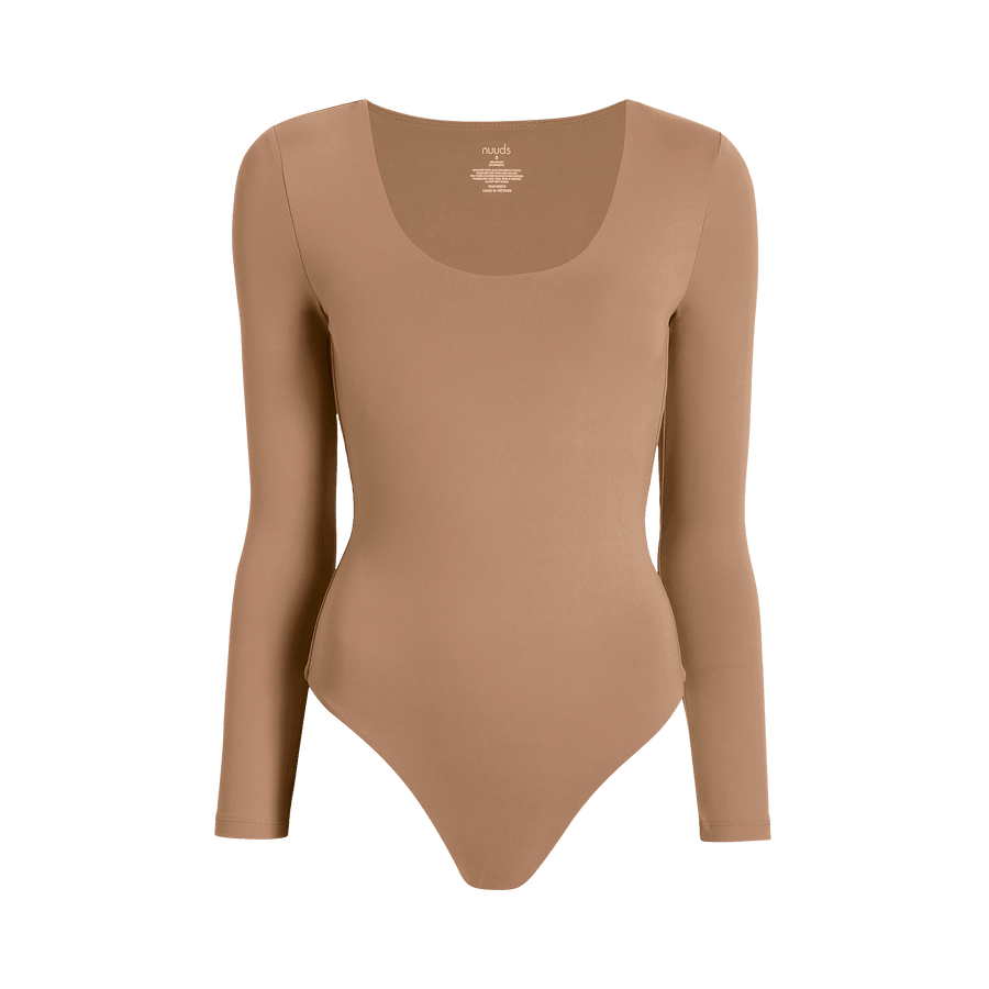 Women's Long Sleeve Scoop Neck Bodysuit | Cinnamon