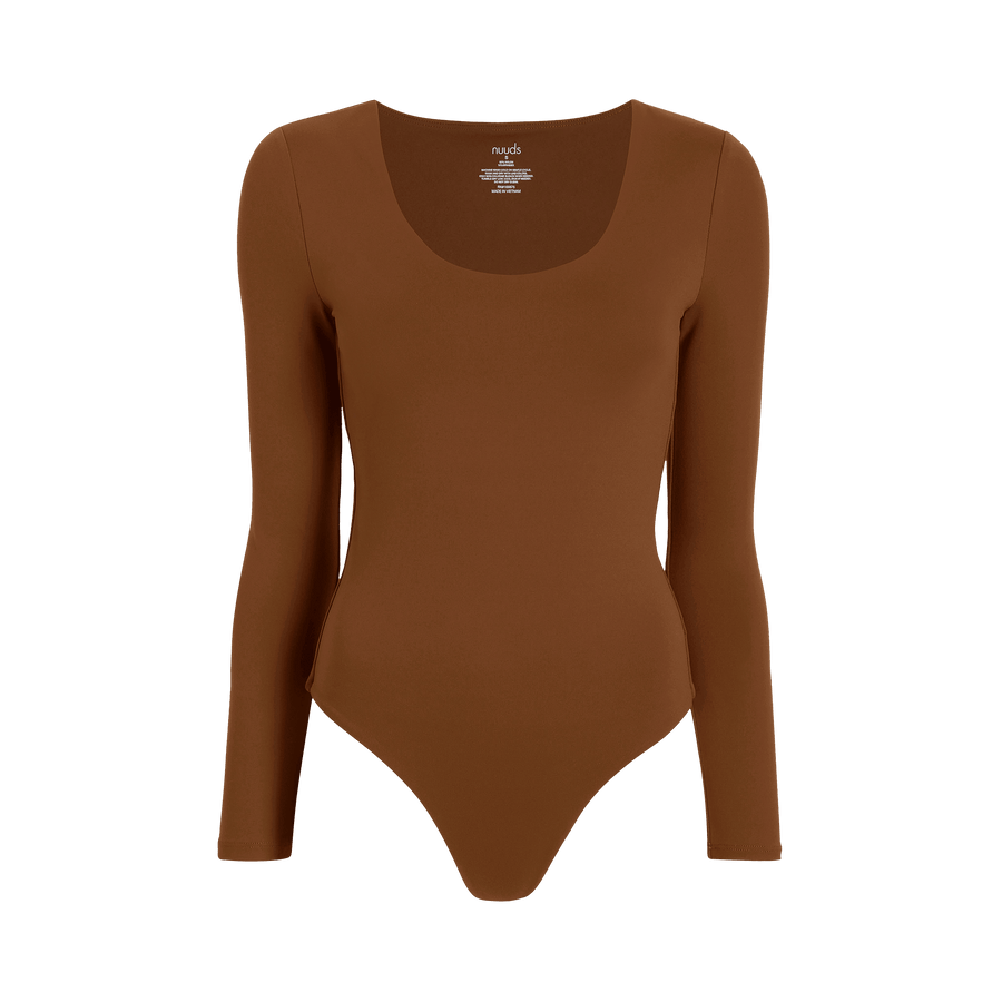 Women's Long Sleeve Scoop Neck Bodysuit | Chocolate