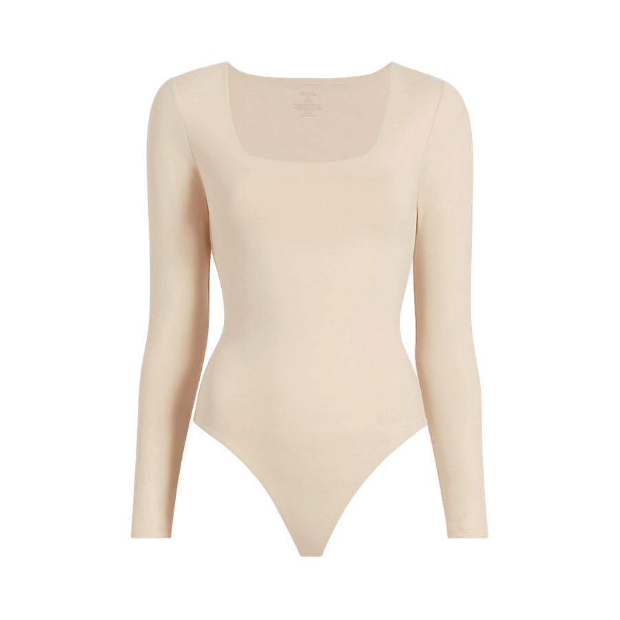 Women's Square Neck Bodysuit - Bone - nuuds