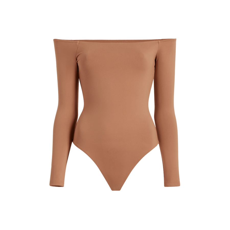 Women's Off The Shoulder Bodysuit - Clay - nuuds