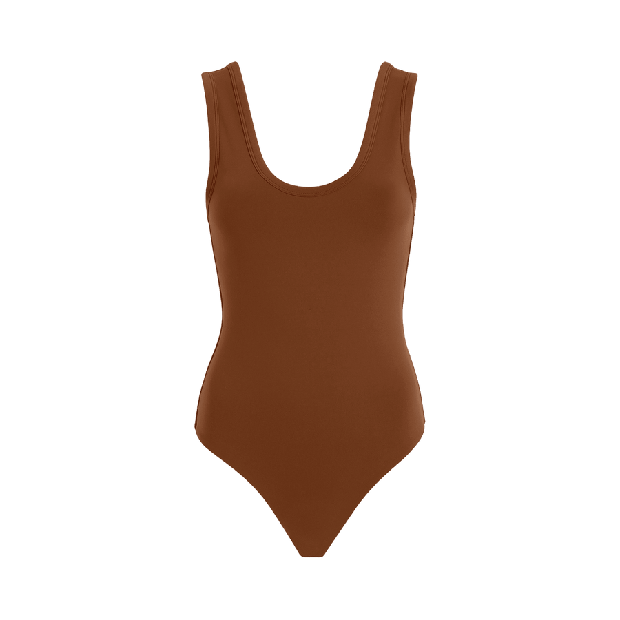 Women's Seamless Scoop Tank Bodysuit | Chocolate