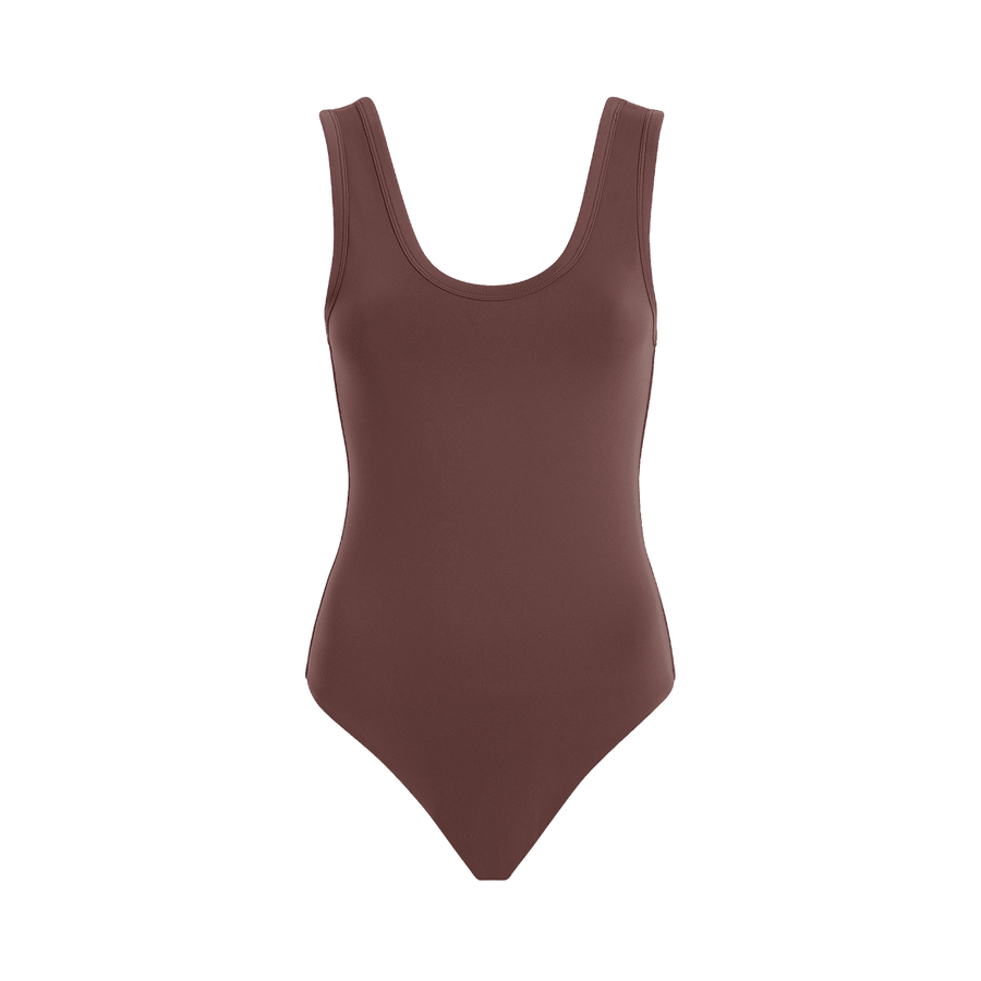 Women's Seamless Scoop Tank Bodysuit | Coffee