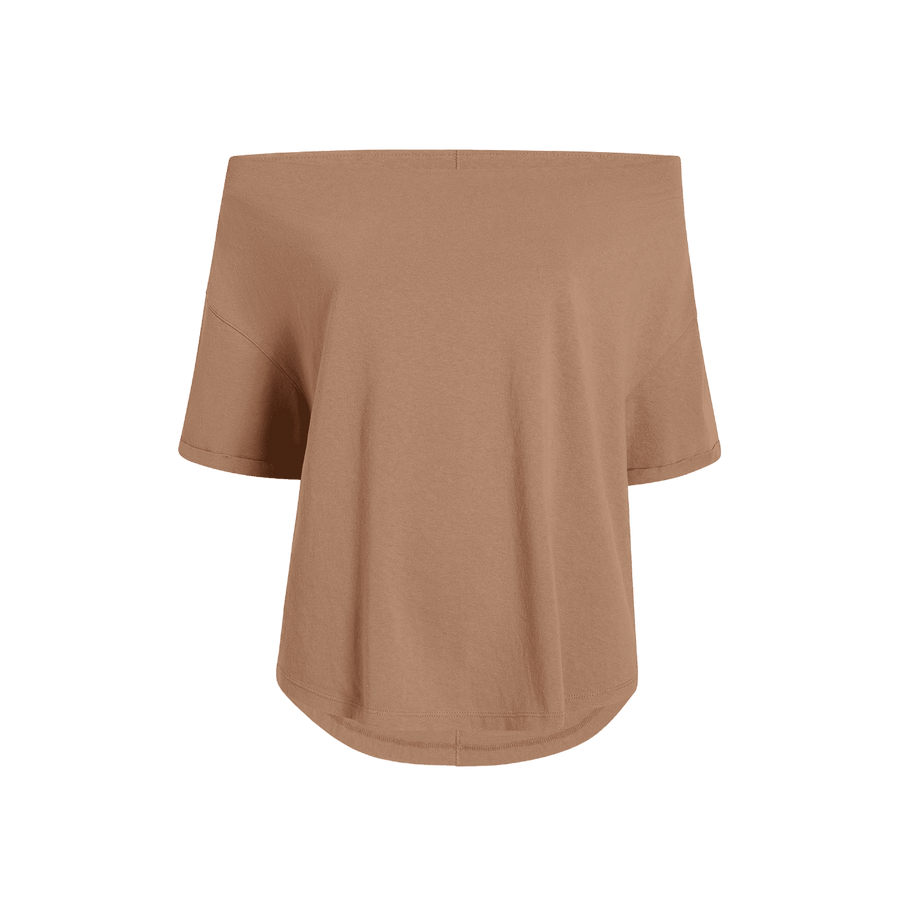 Women's Off The Shoulder T-Shirt - Cinnamon