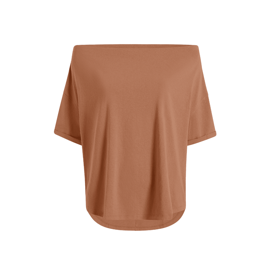 Women's Off The Shoulder T-Shirt - Clay