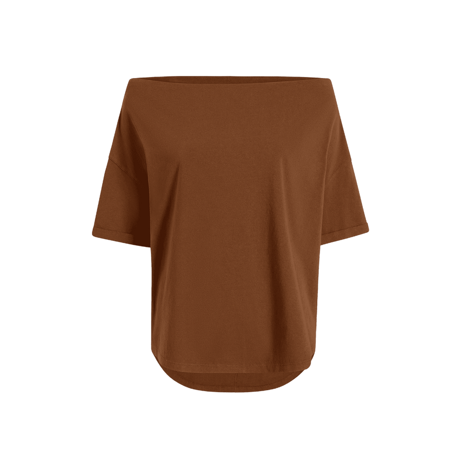 Women's Off The Shoulder T-Shirt | Chocolate