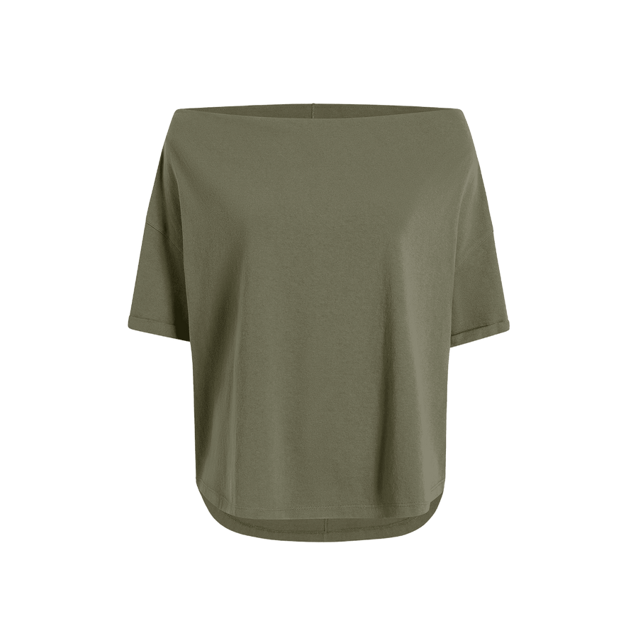 Women's Off The Shoulder T-Shirt | Dark Olive